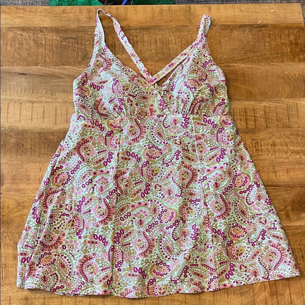 Cara Loona Swimsuit Swim Dress Paisley Convertible Straps 20W New